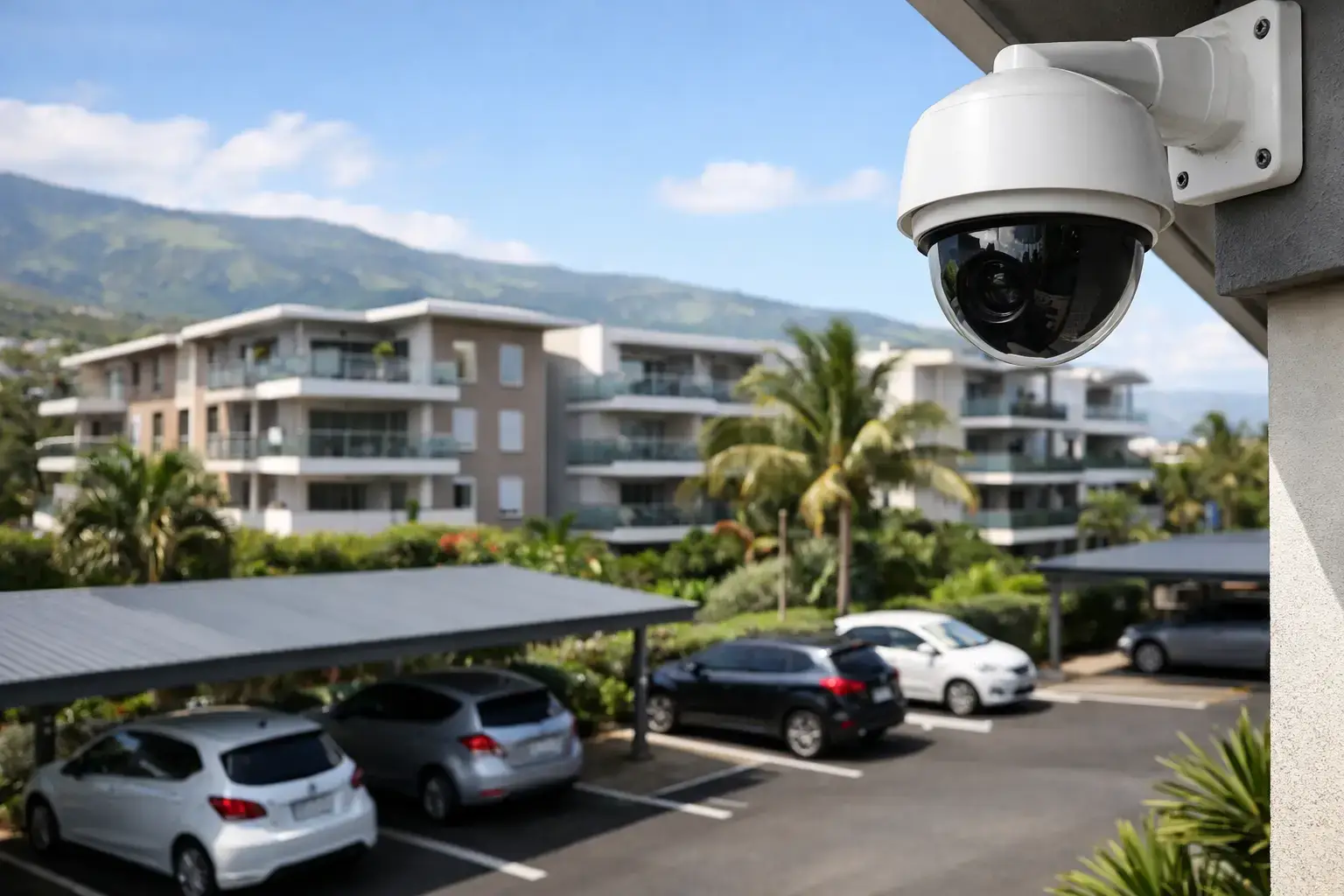 Installation caméra parking résidence à La Réunion